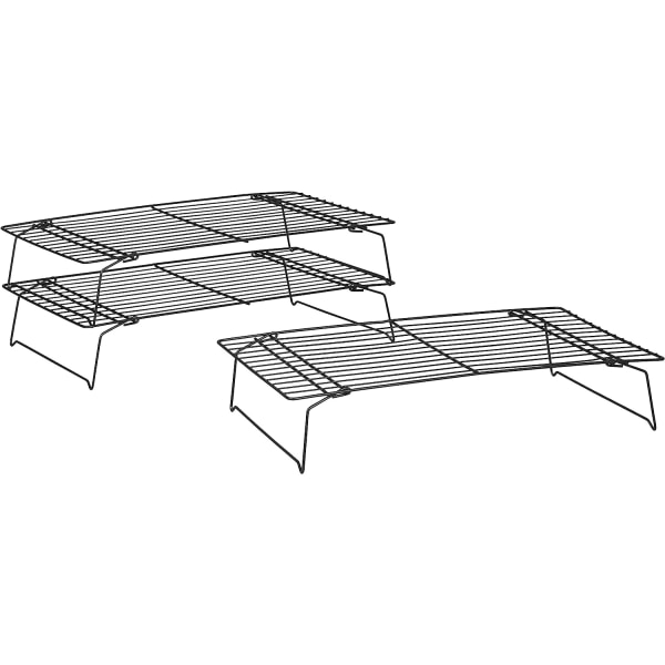 Non-stick koldtørringsnet kagerist bageværktøj brødtørringsnet rist fortykket sort kage upside down rist foldbar trelags kølerist