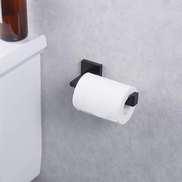 2-pak Sort Toiletpapirholder og Håndklædering Sæt Badeværelses Tilbehør