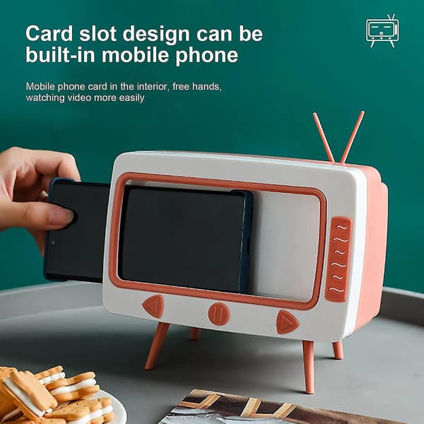 Tv Tissue Box Mobiltelefon Stand Desktop Tissue Hållare