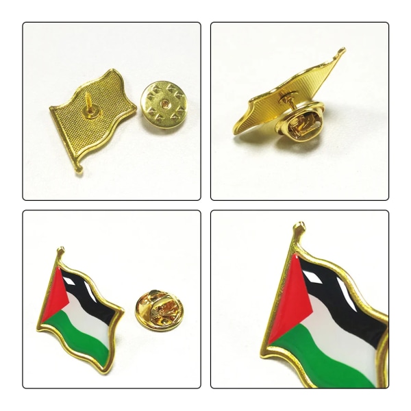 2-10 stk Palestina FLAGGA MERKE Rustfritt stål Palestinaflagg Pin Lapel Badge Ryggsekk Ikon علم دولة فلسطين 4Pcs