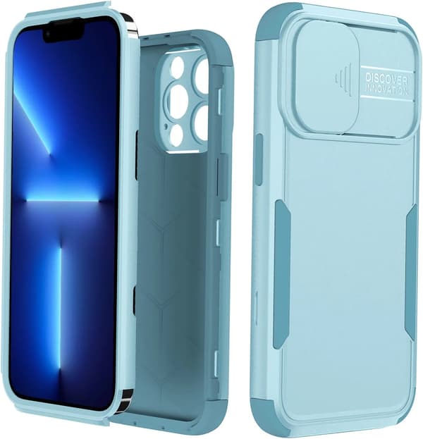 Deksel til iPhone 13 Pro Max med skyvbart kameradeksel, kraftig S