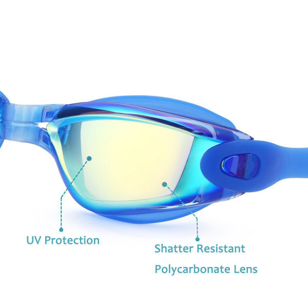 Simglasögon, simglasögon Inget läckage Anti-dimma med öronproppar för vuxna män kvinnor (blå)