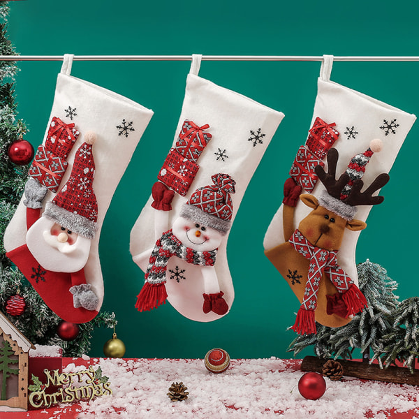 3-pack julstrumpor presentpåse juldekorationer julstrumpor julhängspresentpåse