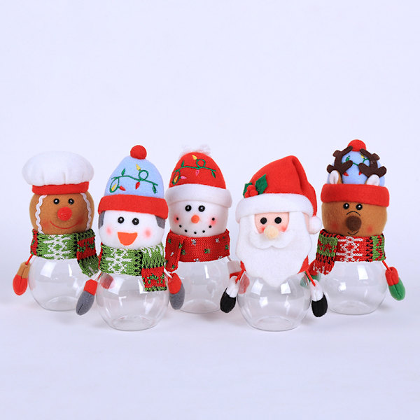 5 st Transparent plast julgodisaskar Presentask för gammal snögubbe Älg Juldekoration för barn Små presenter