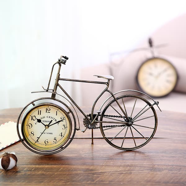 Retro Järn Cykel Typ Bordsklocka Tyst Retro Dekoration