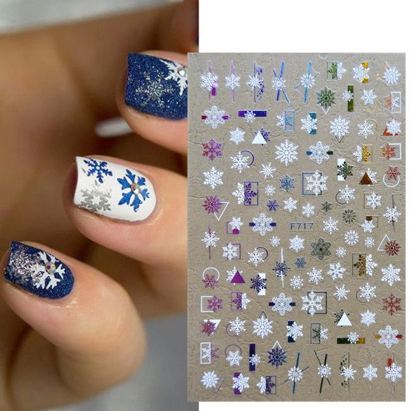 Juldekor för nail art 16 ark självhäftande klistermärken DIY Nageldekaler 3D-design Nageldekorationer för julfest Kvinnor Flickor