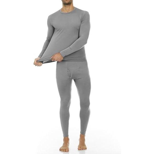 Long Johns thermal för män med fleecefoder för kallt väder (grå, XL)