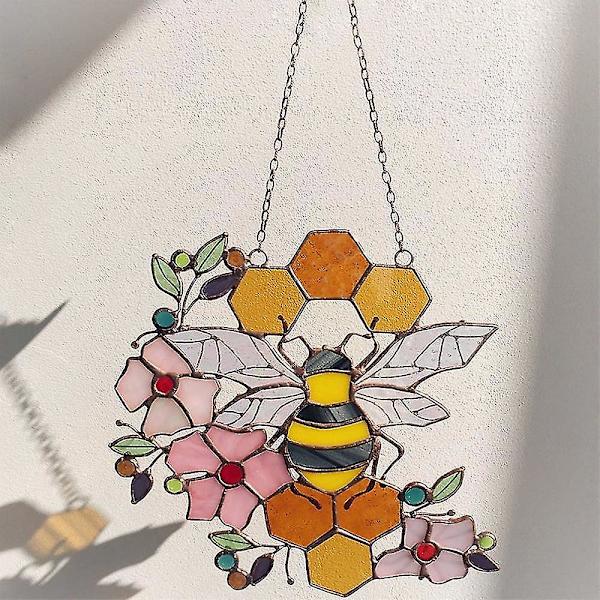 Højfarvet Glas Bi Vinduesdekoration, Akryl, 20*17cm