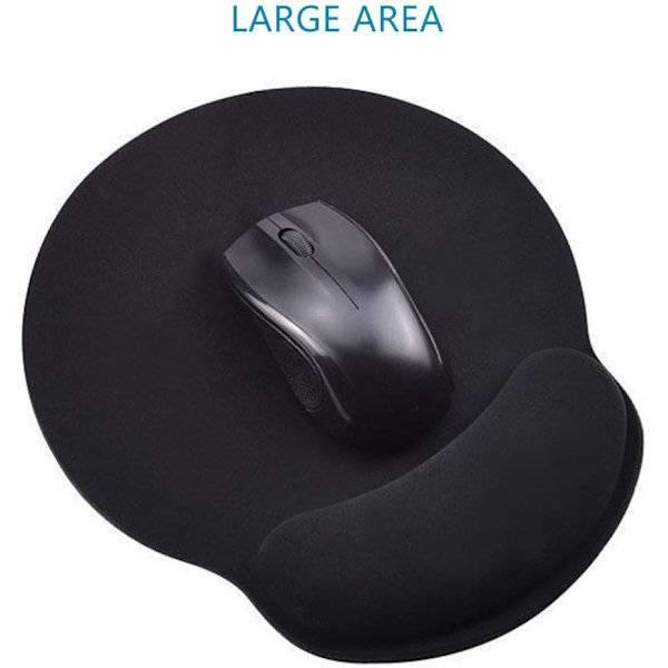 Ergonomisk musemåtte - Gamer musemåtte med gel håndledsstøtte, komfortabel håndledsstøtte gaming musemåtte til computer og bærbar - Sort