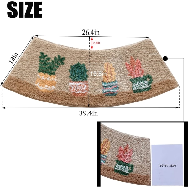 Hjørnedusjmatter Sklisikre Baderomsteppe Baderomsmatter Kvadrant Buet Badematte Vifteformet Dusjmatte, med Sklisikker Bunn, Absorberende, Vaskbar, 40x100cm