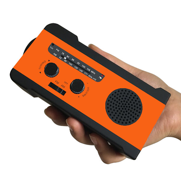 Bärbar handvevradio Bärbar solarhandvevradio Nödhandvevradio (orange)