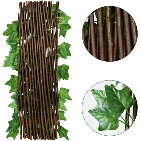 2 st. Insynsskydd för staket, Konstgjorda löv Faux Ivy Expanderbar/Stretchbar Insynsskydd för Staket för Balkong Uteplats Utomhus, Dekorativ Faux Ivy Stängsel
