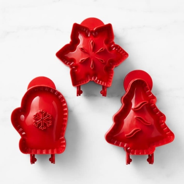 Mini pajform för julfest Baktillbehör, snöflinga, handskar och julgransformer 3 delar, Pocket Paj Pan Set för degpress, Handgjord Pi