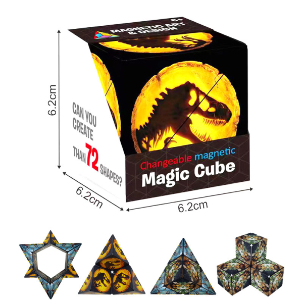 3D Magnetiskt Pussel för Vuxna Magic Cube Magnetkub（Jurassic）