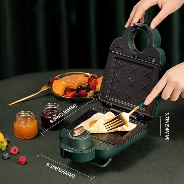 Morgenmadsmaker, Sandwich Morgenmadsmaker, Multifunktionstimer, Let Vaffelbrødmaker, Trykstegning, 220V, Gul