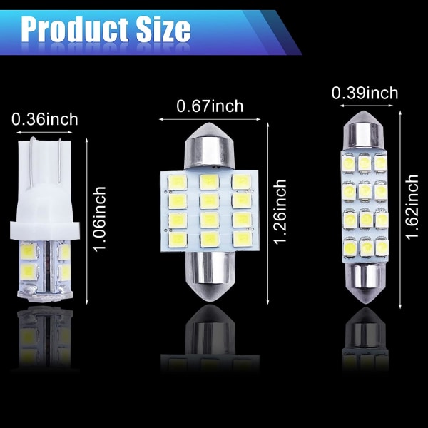 LED-kombidräkt för bil 20st taklampa T10 sidomarkeringslampa dubbelspetsad läslampa registreringsskyltslampa inomhuslampa