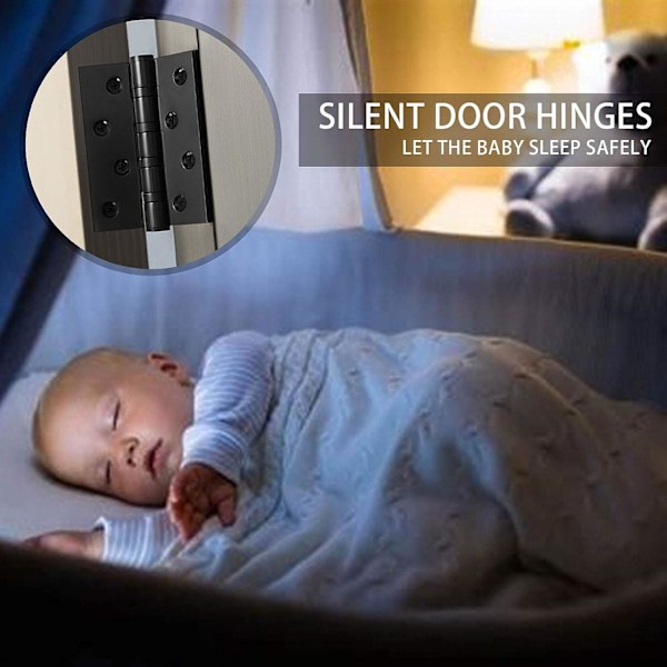 Dørhængsel i rustfrit stål, 2 stk. dørhængsler foldehængsler rustfrit stålhængsler 3 mm tykkelse hængsel, til indvendige massive døre (sort)