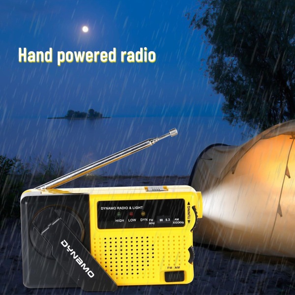 Nödradio, handvevsradio med led ficklampa, mini bärbar radio am/fm radio, för hem och utomhus