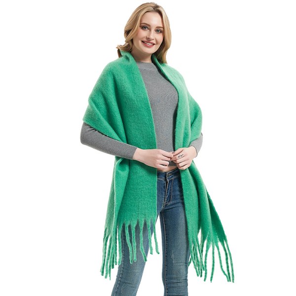 Grön halsduk sjal lång tofs tjock gräs grön förtjockning
