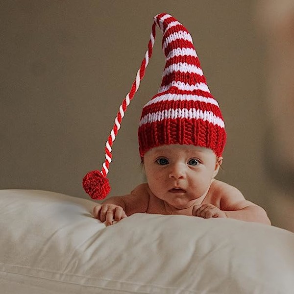 Ylle hand stickning barns fotografi lång svans ba hatt nyfödd tecknad tröja hatt Jul lång hatt