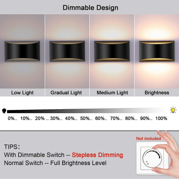 Justerbar LED Belysning Svart Vegglampe 7W Moderne Vegglampe Opp Ned Vegglamper Aluminium Dekorativt Lys, Varmhvit