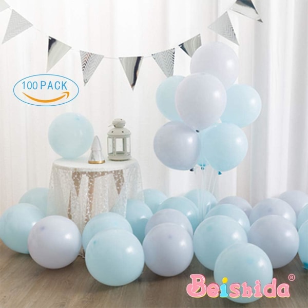 100 stk. Pastellblå Ballonger 10 Tommer Macaron Latex Ballong og Festutstyr Ballong for Dekorasjon Bursdag, Festseremoni, Bryllup