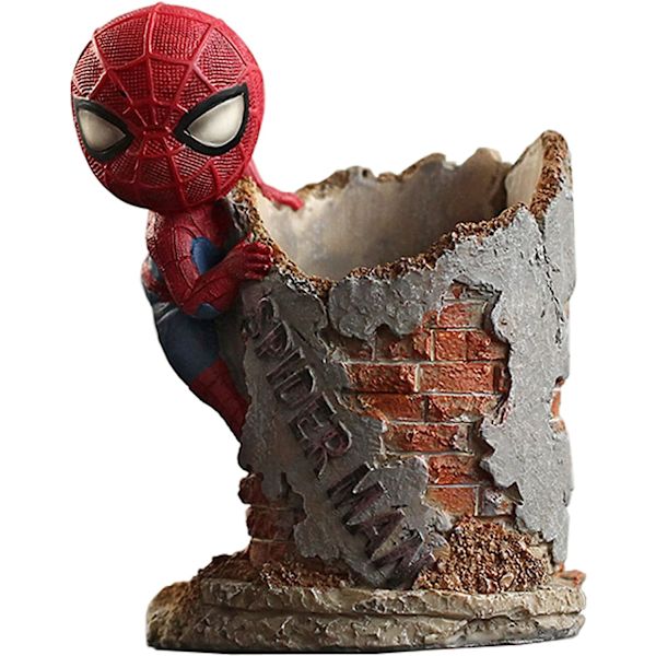 Pennhållare, Vintage Spiderman stående pennkopp, hartsskrivbord eller