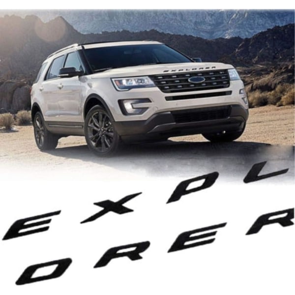 Nyt ABS Front Hood Emblem 3D Bogstaver Kompatibel til 2011-2021 2022 Explorer Klistermærker - Gloss Sort