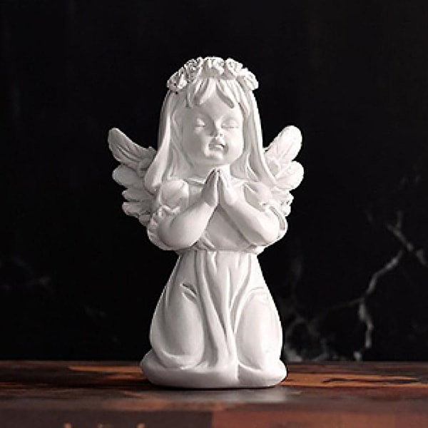 Änglastaty Konstdekorer Praying Cherub Resin (flicka)