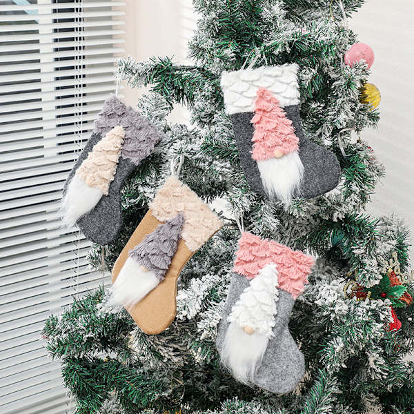 3st julstrumpa Klassiska stora strumpor Tomte, snögubbe, ren julkaraktär för familjesemester julfestdekorationer