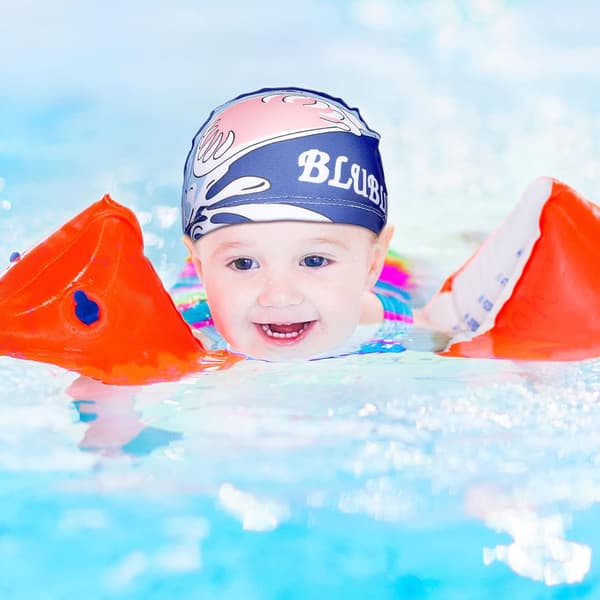 2 delar söta badmössor Cap för barn Tecknad elastisk cap i polyester Cap för pojkar Flickor 1-8 år gamla