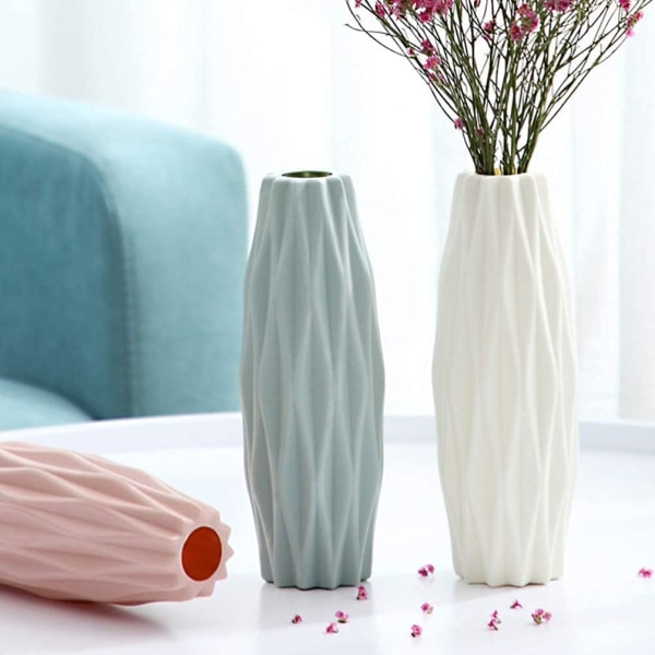 3 Pack Elegant Design Plast Vas - Modern Dekorativ Plast Vas för inomhus Sovrum Vardagsrum Balkong Bröllop Bord Kök Office (3 färger, 21