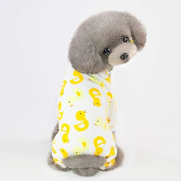 Kjæledyrklær, Firedelt Hundedress, Bomulls Kattedrakt, Valpepysjamas for Små og Mellomstore Hunder (XXL, And)