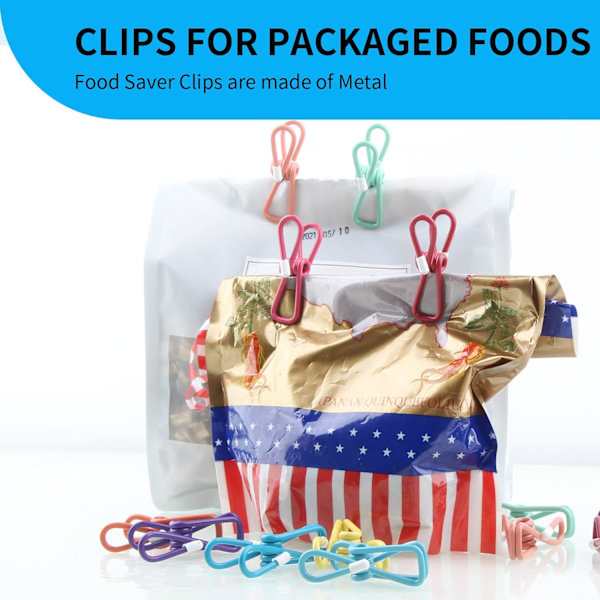 40 st PVC-beläggningsmaterial matförpackningsklämma, klämma påsklämma, påsklämma, förpackningsklämma, chipklämma, klädklämma (blandade färger)