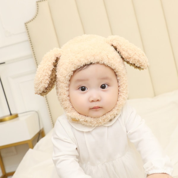 Babyhatt varm ullhatt høst og vinter for gutter og jenter Babyhatt 6-12-24 måneder gamle barns ullhatt (beige)