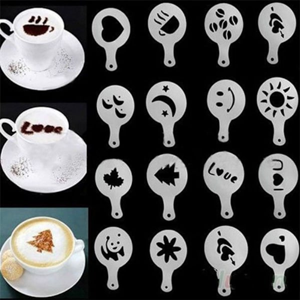 32 plastik blomster tegneforme fancy kaffe printmodel kaffe mælkeskum spray skabelon