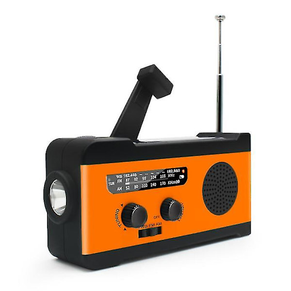 Bärbar handvevradio Bärbar solarhandvevradio Nödhandvevradio (orange)