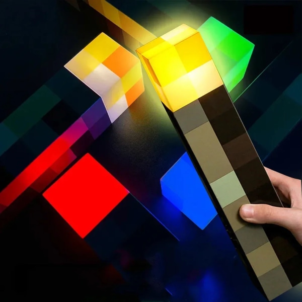 Minecraft Brownstone Torch Lamp Figur 4 Färger Sovrum Dekorativt Ljus LED Nattlampa USB-laddning med spänne Barn Leksak Gåva four-coloured light