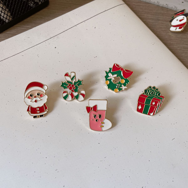 Julbrosch original söt jultomte älgmärke studenter män och kvinnor semester presentväska tillbehör ca 1,5*2,8cm