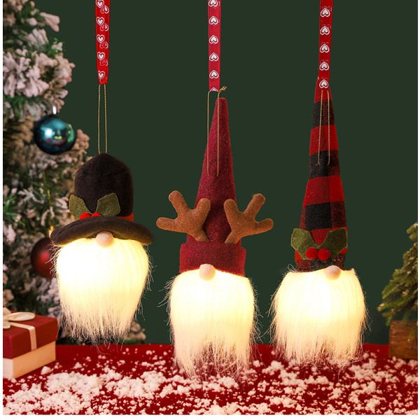 3-delad juldekor ansiktslös docka gnome äldre ljus hänge äldre docka hänge