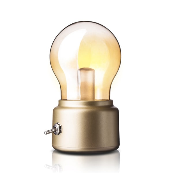 Led Bulb Retro Nattlampa Uppladdningsbart batteri Armatur Bordslampa Guld