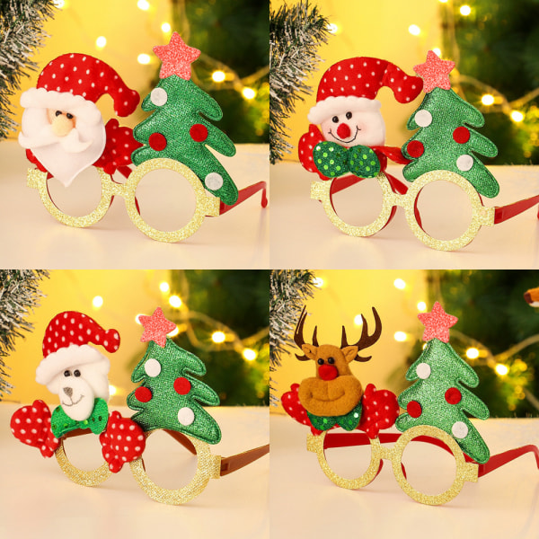 4 delar dekorationer de Noël lunettes adultes enfants cadeaux de Noël vacances père bonhomme de neige corne de cerf fête fête