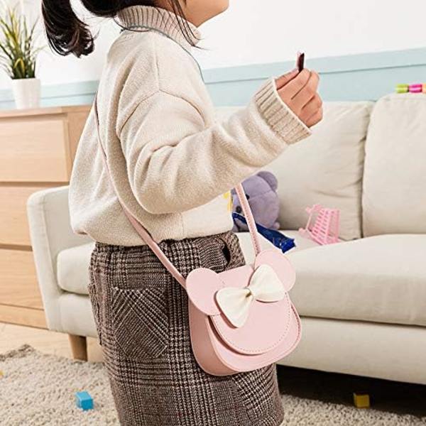 Little Mouse Ear Bow Crossbody-väska, PU-axelhandväska för barn, flickor, små