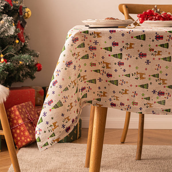Julklapp Printed bordsduk Nyår Jul Dekorativ spetsimitation Bomull Linne Bordsduk Fotografi Bakgrund (trevlig helg)