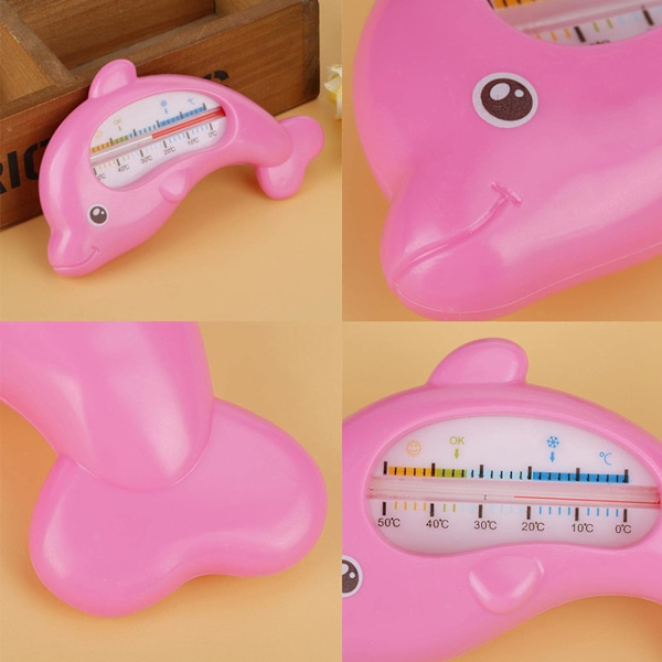 Okrossbar badtermometer för barn och spädbarn - Rosa delfindesign