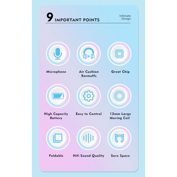 Børne Bluetooth hovedtelefoner sammenklappelige med LED-lys Rosa färg