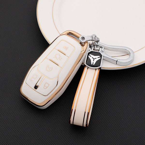 Til Ford Mustang Taurus Explorer TPU Fjernbetjenings Nøgle Fob Cover Etui Holder Skal (HVID)