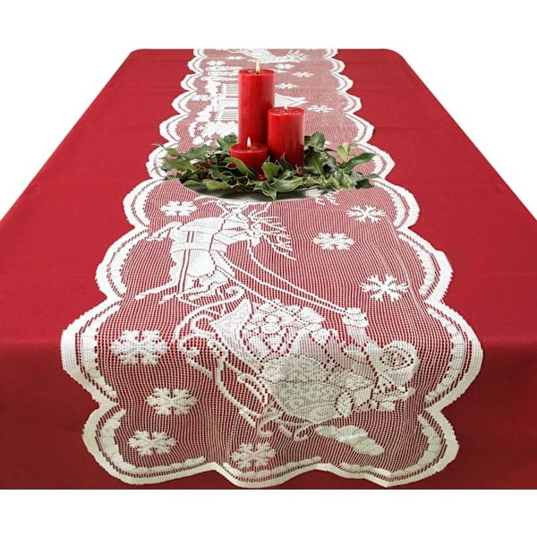 72 tommer juledug - Blonde Santa Snowflake dug til julebordsdekorationer - Hvid juledug til vinterferie D