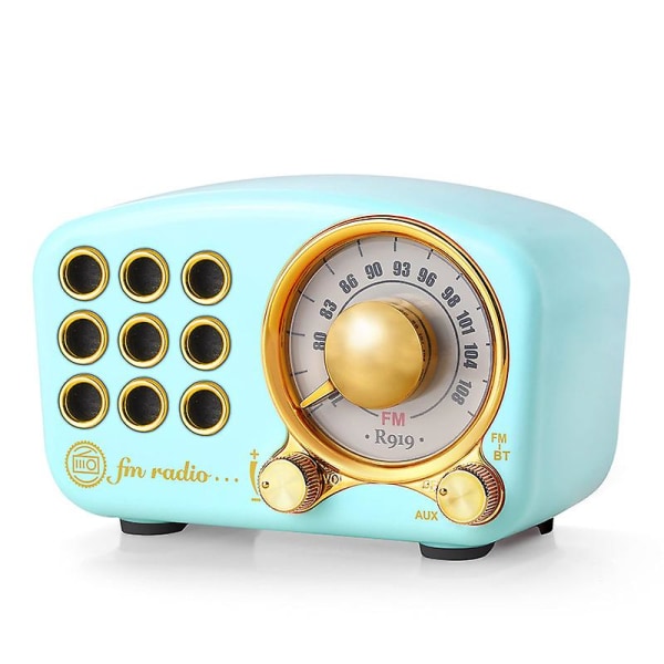 Retro Radio Bluetooth högtalare, Vintage Radio Greadio FM-radio med stark basförstärkning, hög volym (blå)