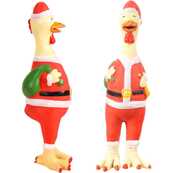 Skrikande gummikycklinghund för barn Piperleksak, 2 st jultomte husdjur Roliga tuggleksaker Träningstillbehör för husdjur